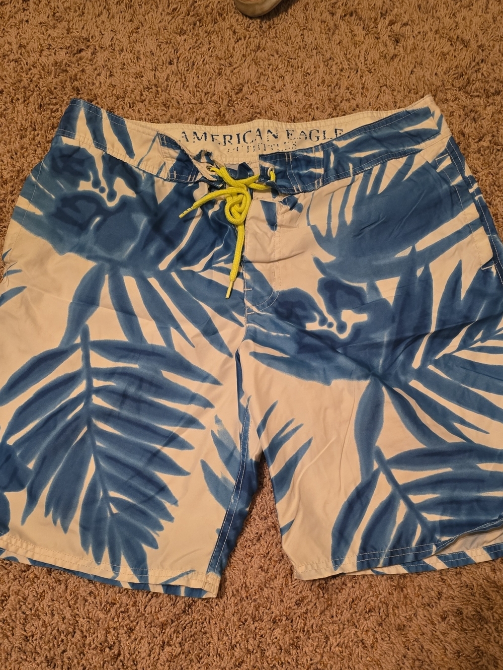 American Eagle Outfitters Blue Tropical Print Men's Swim Trunks
